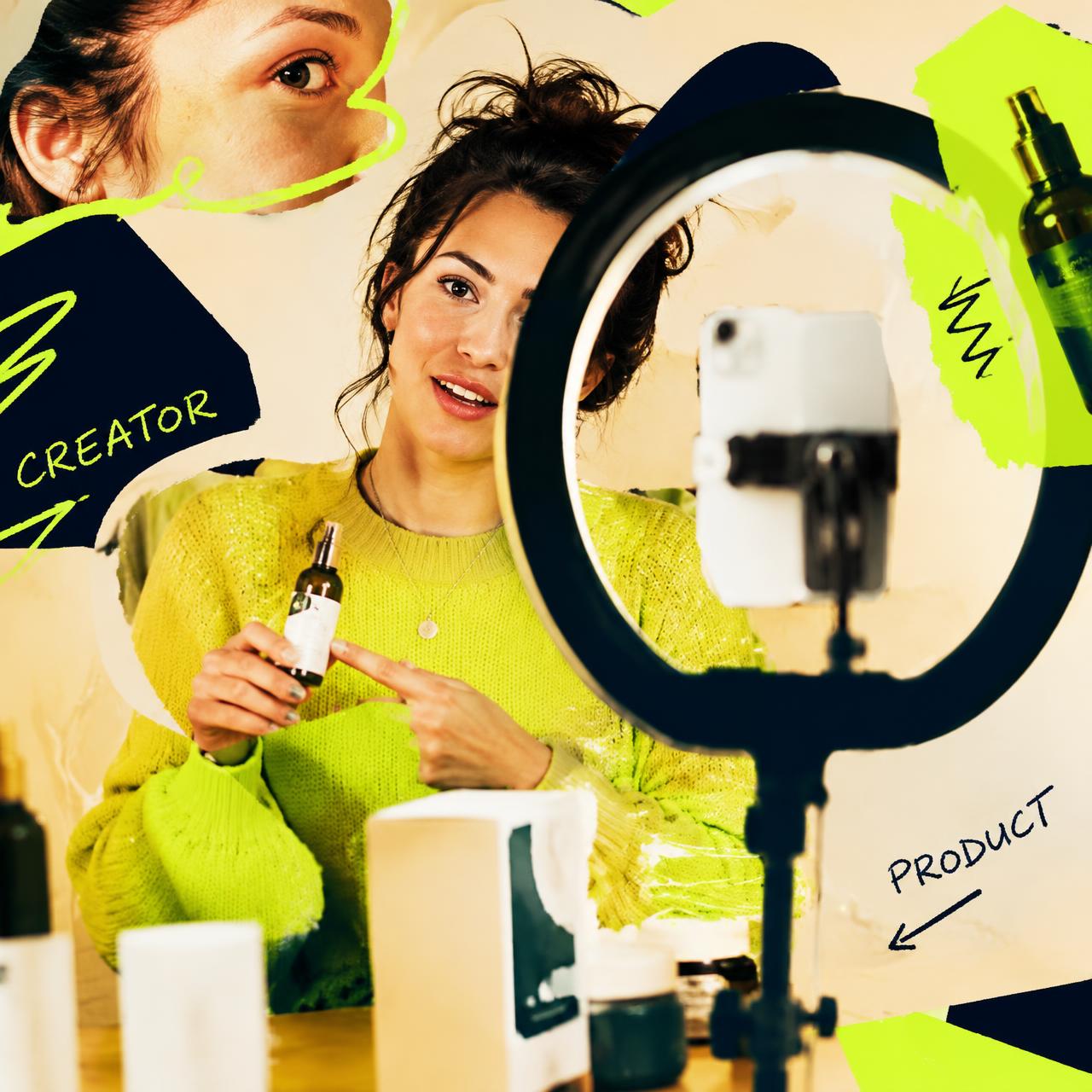 Creator filming a product video